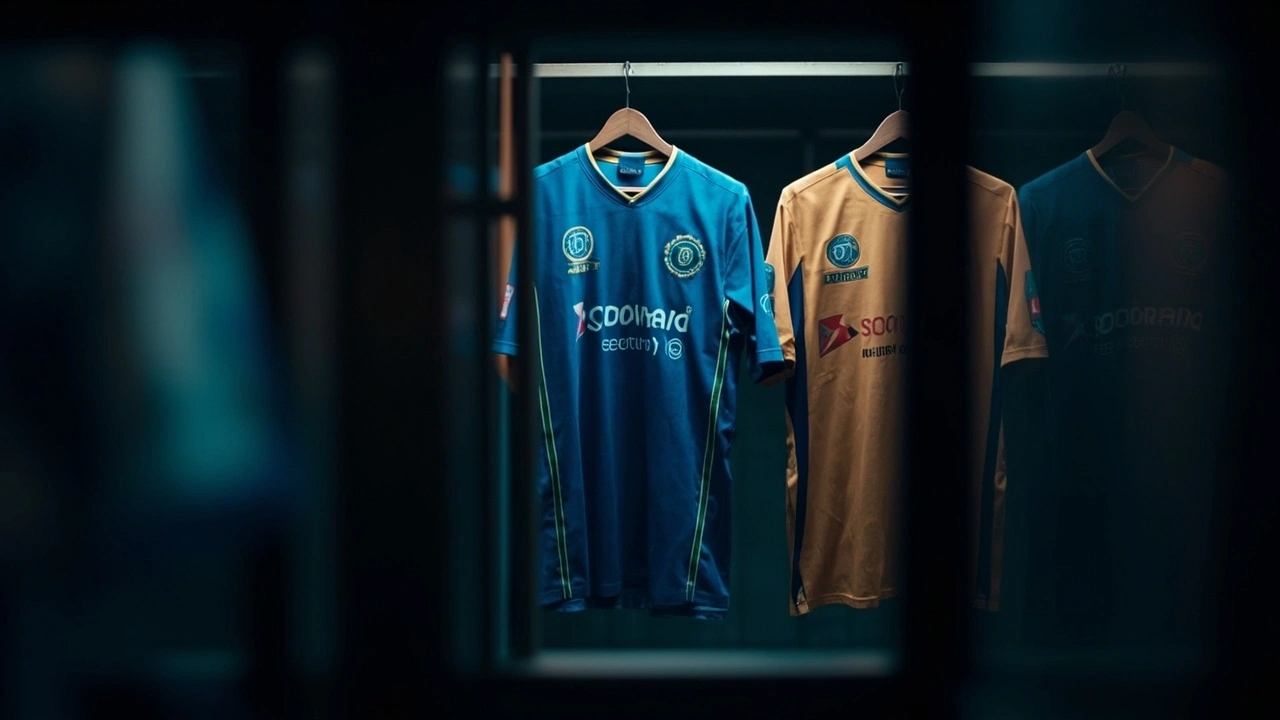 Two IPL team jerseys hanging in a locker room symbolizing the mid-season transfer window