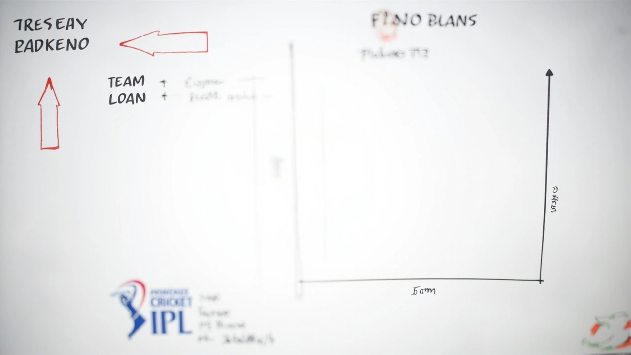 Whiteboard diagram showing IPL 2026 transfer impact on fantasy cricket teams